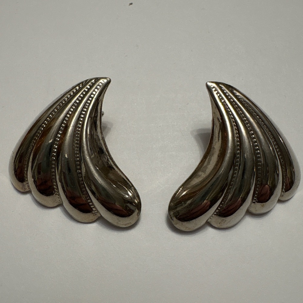 Silver-Tone Sculpted Wave Clip-On Earrings - Women Jewelry